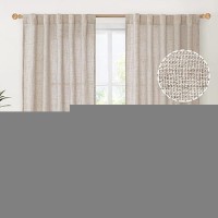 Youngstex Short Linen Curtains 40 Inch Length For Kitchen Rod Pocket Light Filtering Textured Drapes For Cafe Bathroom Small Win