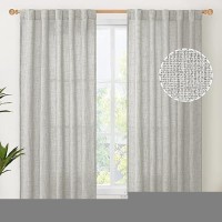 Youngstex 38 Inch Wide Linen Curtains Light Filtering 63 Inch Length Light Grey Window Drapes Rod Pocket For Bedroom Office Ring