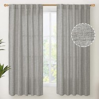 Youngstex Dark Grey Linen Curtains 63 Inch Length For Short Window Back Tab And Rod Pocket Drapes Light Filtering For Living Roo