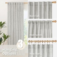 Youngstex 60 Inch Wide Linen Curtains 84 Inch Length For Living Room Rod Pocket Light Grey Textured Drapes Light Filtering For B