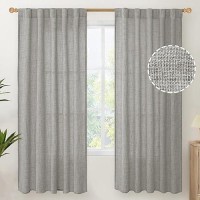 Youngstex Dark Grey Linen Curtains 72 Inch Long 2 Panels For Living Room Back Tab Light Filtering Textured Window Drapes For Bed