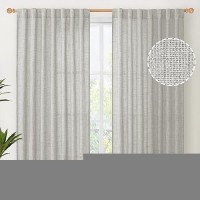 Youngstex 60 Inch Wide Light Grey Linen Curtains 63 Inch Length 2 Panels Back Tab And Rod Pocket Light Filtering Window Drapes F