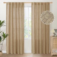 Youngstex Toffee Linen Curtains 84 Inch Length For Farmhouse Rod Pocket Burlap Textured Window Drapes Light Filtering Privacy Fo