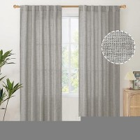 Youngstex Dark Grey Linen Curtains 84 Inch Length For Living Room Back Tab And Rod Pocket Light Filtering Window Drapes For Bedr