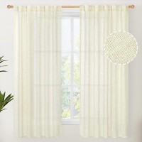 Youngstex Linen Curtains 108 Inch Long For Living Room Rod Pocket Textured Window Drapes Light Filtering Floor Length For Dining