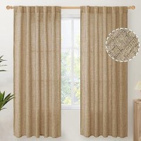 Youngstex Linen Curtains 72 Inch Length For Living Room Back Tab Burlap Textured Window Drapes For Farmhouse Bedroom Rod Pocket