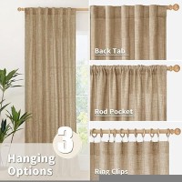 Youngstex 60 Inch Wide Linen Curtains 84 Inch Length For Farmhouse Back Tab Toffee Textured Drapes Light Filtering Privacy For L