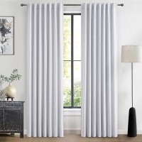 Qjmydeco Linen Blackout Curtains 90 Inches Long 2 Panel Set Heat Blocking Insulated Drapes For 92 Inch Window Fabric Thick Boho