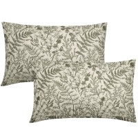 Sorfbliss Olive Green Floral Pillow Covers 12X20 Set Of 2 Botanical Print Vintage Spring Flower Plant Cream Rectangle Decorative