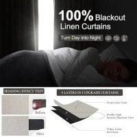 Linen Curtains 120 Inches Long For Bedroom  Ceiling Mount Track Curtains With Back Tab Pinch Pleated Blackout Drapes For Sliding Glass Patio Doors Inside 10 Ft Large Window Farmhouse 2 Panels