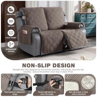 Taococo 100% Waterproof Loveseat Recliner Cover With Straps  Split Loveseat Cover For Reclining Loveseat  Non Slip Reclining Sofa Cover Furniture Protector For Kids  Pets(2 Seater  Taupe)