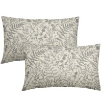 Sorfbliss Grey Gray Floral Pillow Covers 12X20 Set Of 2 Botanical Print Vintage Spring Flower Plant Cream Rectangle Decorative L