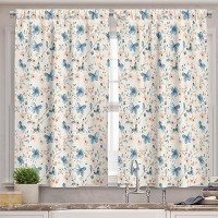 Ambesonne Butterfly Valance Tier Curtain 3 Pcs Set Countryside Theme Farmhouse Delicate Flowers And Butterflies Print Window