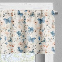 Ambesonne Butterfly Valance Tier Curtain 3 Pcs Set Countryside Theme Farmhouse Delicate Flowers And Butterflies Print Window