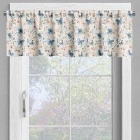 Ambesonne Butterfly Valance Tier Curtain 3 Pcs Set Countryside Theme Farmhouse Delicate Flowers And Butterflies Print Window