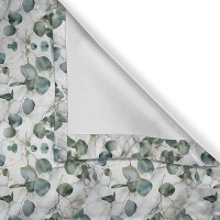 Ambesonne Botanical Valance Tier Curtain 3 Pcs Set Modern Abstract Eucalyptus Branches On Marble Print Background Art Window