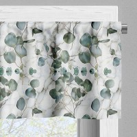 Ambesonne Botanical Valance Tier Curtain 3 Pcs Set Modern Abstract Eucalyptus Branches On Marble Print Background Art Window