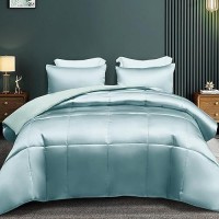 Whale Flotilla 2Piece Reversible Twin Size Silky Soft Comforter Setbedding Set Luxury Satin Comforter With Satin Pillowcase