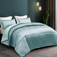 Whale Flotilla 2Piece Reversible Twin Size Silky Soft Comforter Setbedding Set Luxury Satin Comforter With Satin Pillowcase