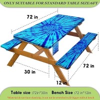 Fitted Picnic Table Cover With Bench Covers Vinyl Waterproof Elastic Edges Fitted Rectangle Tables Patio Tablecloth Camping Gear