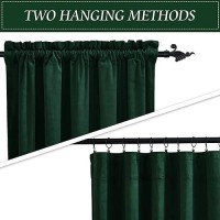 Ryb Home Velvet Curtains 72 Inches Long Rod Pocket Soft Fabric Curtains Drapes For Bedroom Cafe Hunter Green W 42 X L 72 2