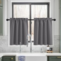 Nicetown Short Blackout Curtains Kitchen Window Shades 36 Inch Long For Over Sink Light Block Thermal Insulated Rod Pocket Cur