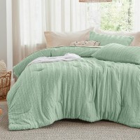 Bedsure Boho Comforter Set King Sage Green Tufted Bedding Comforter Set 3 Pieces Farmhouse Shabby Chic Embroidery Bed Set St