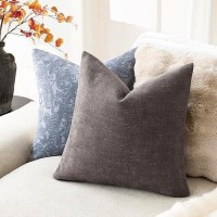 Foindtower Pack Of 2 Soft Textured Throw Decorative Pillow Covers Square Accent Solid Cushion Cover Cozy Farmhouse Pillow Case With Zipper For Couch Sofa Bedroom Living Room 22X22 Inch  Charcoal