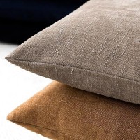 Foindtower Pack Of 2 Soft Textured Chenille Throw Decorative Pillow Covers Square Accent Solid Cushion Cover Cozy Farmhouse Pillow Case With Zipper For Couch Sofa Bedroom Living Room 24X24 Inch  Taupe