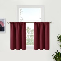 Bgment Short Burgundy Curtains 36 Inches Length For Kitchen Rod Pocket Thermal Insulated Blackout Window Drapes For Basement B