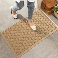 Hiyard Front Door Mat Absorbent Resist Dirt Welcome Door Mat Indoor Outdoor Waterproof Doormat Sturdy Non Slip Backing Mat F