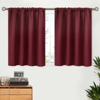 Bgment Burgundy Blackout Curtains 30 Inch Length For Short Window Rod Pocket Thermal Insulated Room Darkening Drapes For Kitch