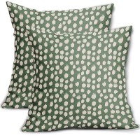 Sage Green Cream Dots Pillow Covers 16X16 Set Of 2 Boho Design Polka Dot Throw Pillows Modern Trendy Print Outdoor Decorative Pi