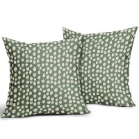 Sage Green Cream Dots Pillow Covers 16X16 Set Of 2 Boho Design Polka Dot Throw Pillows Modern Trendy Print Outdoor Decorative Pi