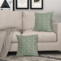 Sage Green Cream Dots Pillow Covers 16X16 Set Of 2 Boho Design Polka Dot Throw Pillows Modern Trendy Print Outdoor Decorative Pi