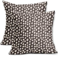 Sweetshow Dark Brown Cream Dots Pillow Covers 18X18 Set Of 2 Boho Design Polka Dot Throw Pillows Modern Trendy Print Outdoor Dec