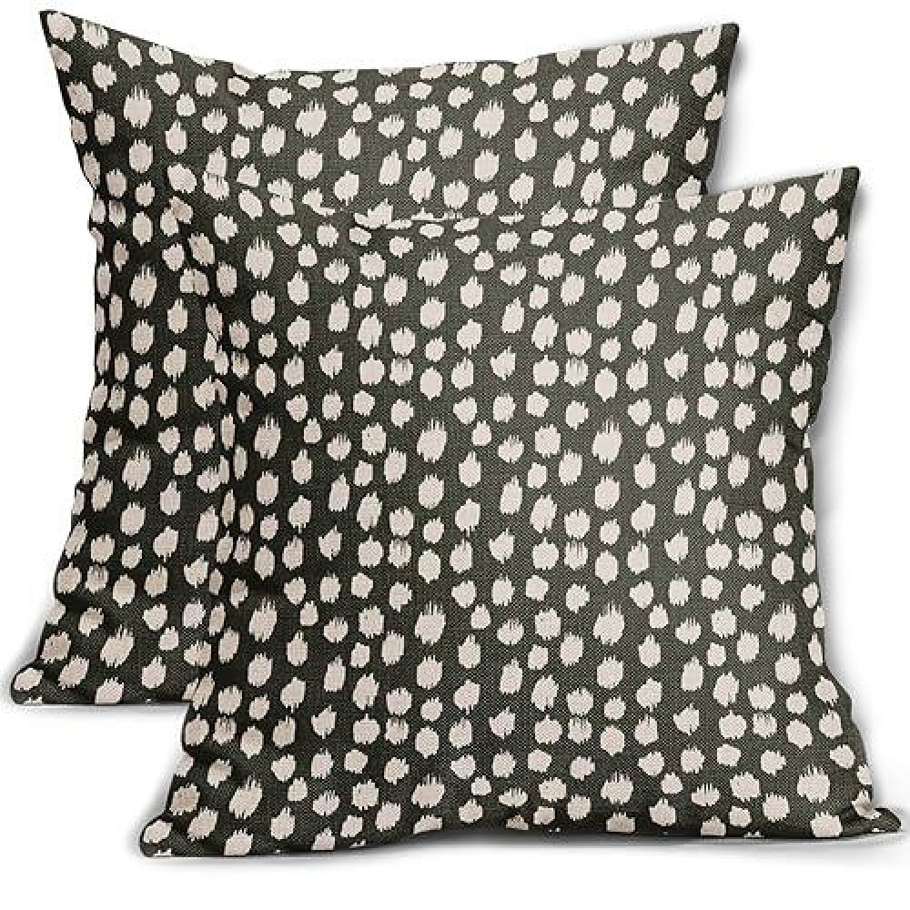 Sweetshow Olive Green Cream Dots Pillow Covers 16X16 Set Of 2 Boho Design Polka Dot Throw Pillows Modern Trendy Print Outdoor De