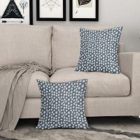 Sweetshow Dusty Blue Cream Dots Pillow Covers 18X18 Set Of 2 Boho Design Polka Dot Throw Pillows Modern Trendy Print Outdoor Dec