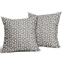 Sweetshow Grey Gray Cream Dots Pillow Covers 16X16 Set Of 2 Boho Design Polka Dot Throw Pillows Modern Trendy Print Outdoor Deco