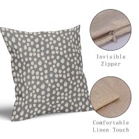 Sweetshow Grey Gray Cream Dots Pillow Covers 16X16 Set Of 2 Boho Design Polka Dot Throw Pillows Modern Trendy Print Outdoor Deco