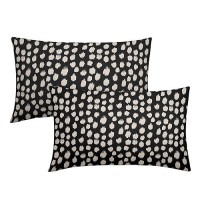 Black Cream Dots Lumbar Pillow Covers 12X20 Set Of 2 Boho Design Polka Dot Print Throw Pillows Modern Outdoor Decorative Pillowc