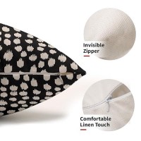 Black Cream Dots Lumbar Pillow Covers 12X20 Set Of 2 Boho Design Polka Dot Print Throw Pillows Modern Outdoor Decorative Pillowc