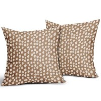 Sweetshow Brown Cream Dots Pillow Covers 16X16 Set Of 2 Boho Design Polka Dot Throw Pillows Modern Trendy Print Outdoor Decorati