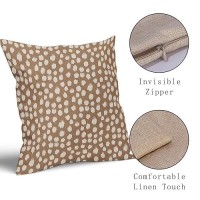 Sweetshow Brown Cream Dots Pillow Covers 16X16 Set Of 2 Boho Design Polka Dot Throw Pillows Modern Trendy Print Outdoor Decorati