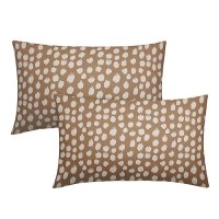 Sweetshow Brown Cream Dots Lumbar Pillow Covers 12X20 Set Of 2 Boho Design Polka Dot Print Throw Pillows Modern Outdoor Decorati