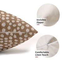 Sweetshow Brown Cream Dots Lumbar Pillow Covers 12X20 Set Of 2 Boho Design Polka Dot Print Throw Pillows Modern Outdoor Decorati