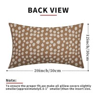 Sweetshow Brown Cream Dots Lumbar Pillow Covers 12X20 Set Of 2 Boho Design Polka Dot Print Throw Pillows Modern Outdoor Decorati