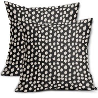 Sweetshow Black Cream Dots Pillow Covers 16X16 Set Of 2 Boho Design Polka Dot Throw Pillows Modern Trendy Print Outdoor Decorati