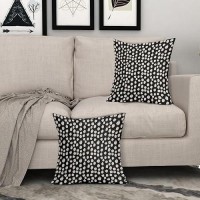 Sweetshow Black Cream Dots Pillow Covers 16X16 Set Of 2 Boho Design Polka Dot Throw Pillows Modern Trendy Print Outdoor Decorati