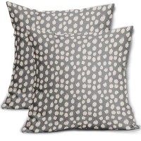 Sweetshow Grey Gray Cream Dots Pillow Covers 18X18 Set Of 2 Boho Design Polka Dot Throw Pillows Modern Trendy Print Outdoor Deco